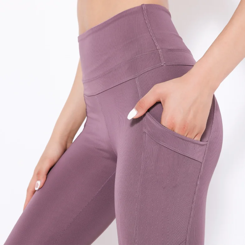 

capri texture slimming compression sweatpants workout hip lift high waist ribbed yoga legging with pocket