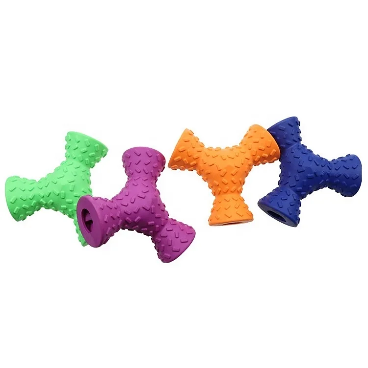 

OEM/ODM Stock Cleaning Feeding Indestructible Rubber Three-Sided Pet Dog Slow Food Chew Toys, As picture
