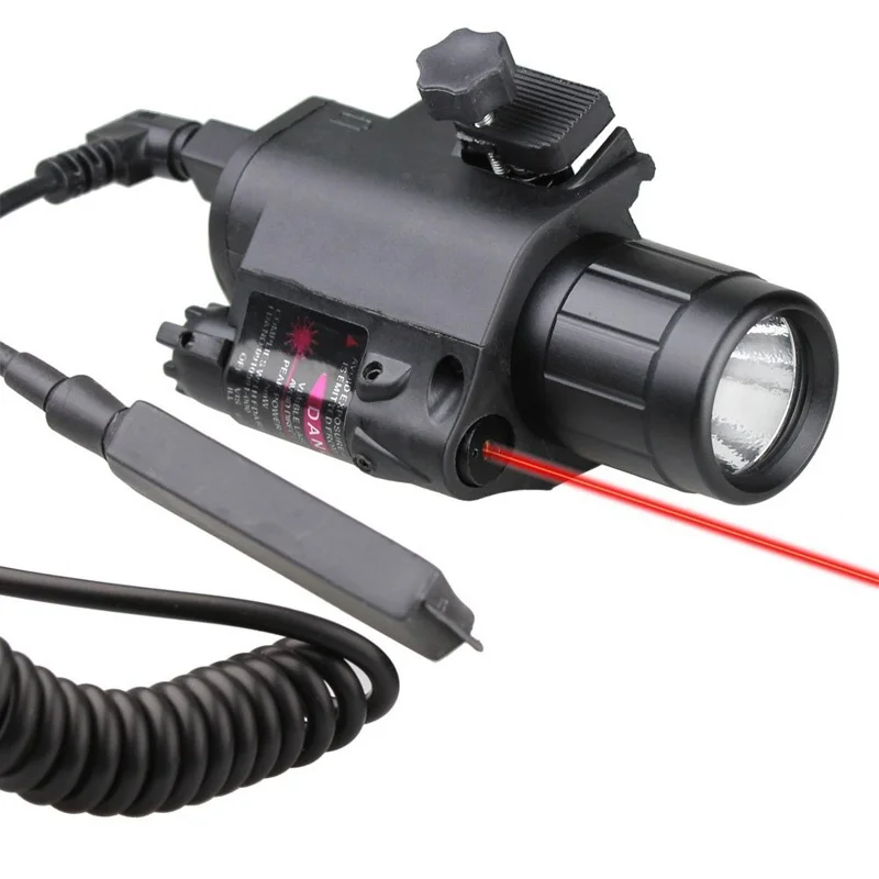 

Tactical Compact LED Flashlight Red Laser Sight Scope Combo Weaver Picatinny Rail Rail Mounted for Glock 17 19 22 Hunting Rifle