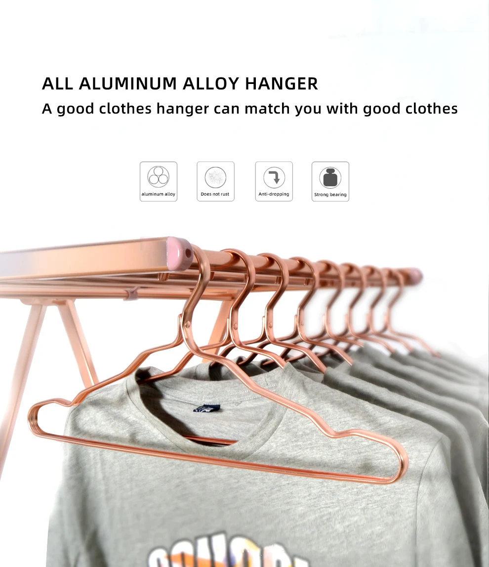Aluminum Alloy Clothes Hanger Rose Gold Metal Clothes Hanger Aluminum Metal Body Shape Wire