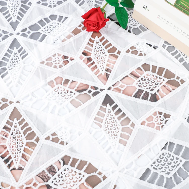 

F011 High Quality 100% Pure White Cotton Swiss Lace Fabric For Women