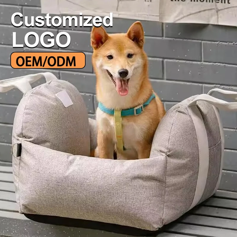 Portable Small Pet Car Seat Pet Booster Seat Dog Bed Travel Safety Car Carrier with Side Pocket Storage Removable Washable