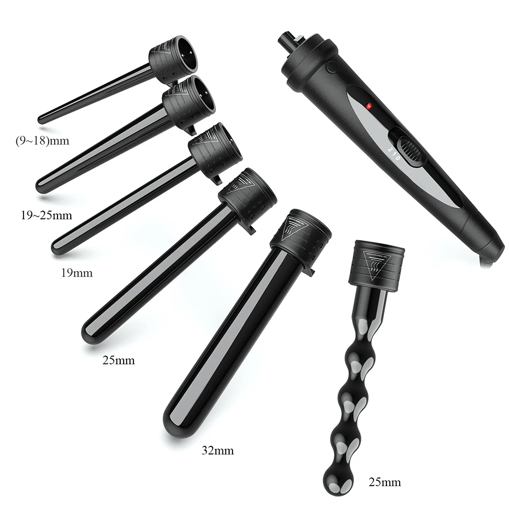 

Dropshipping 6 In 1 Hair Curler Interchangeable Tongs Curler Hair Rollers LED Display Curling Wand