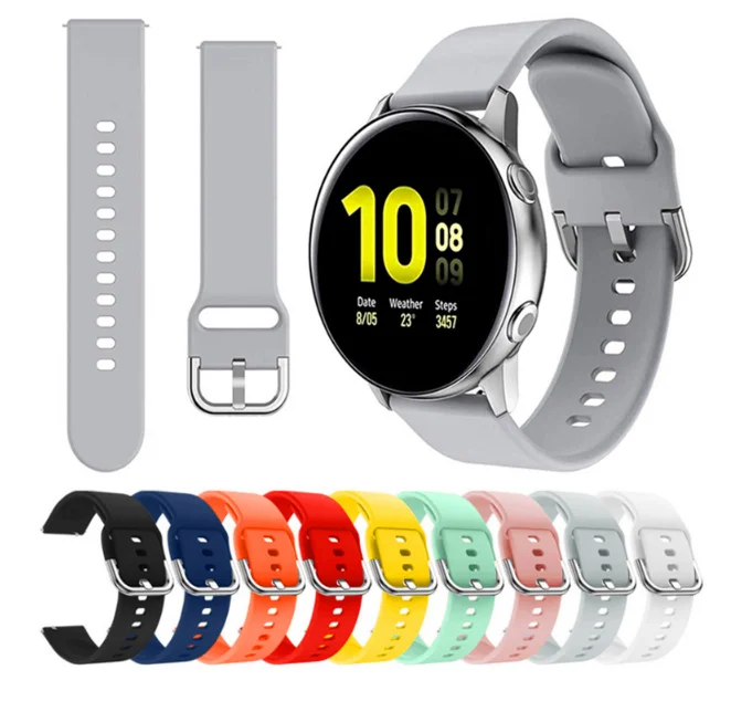 

20mm 22mm Silicone Watchband for Samsung Galaxy Watch 42mm 46mm Active2 40mm 44mm Gear S2 S3 Strap Watch Band Bracelet Active 2