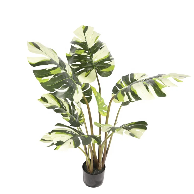 

Real Touch Artificial Plastic White Monstera Deliciosa Leaves plants Leaves for Decoration