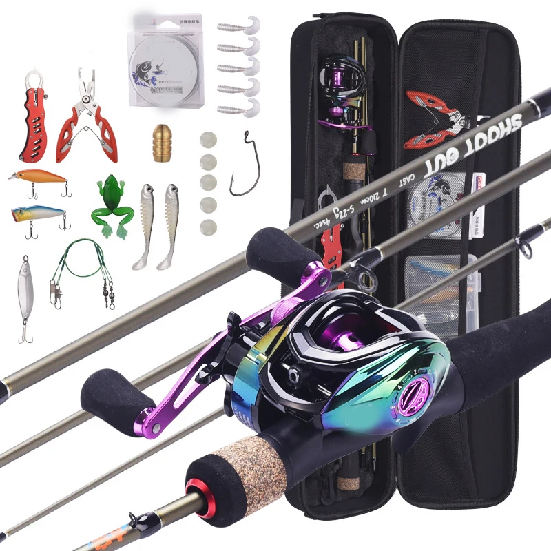 

Spinning free ship telescopic 2.1M carp fishing rod and reel combos set with line lures hooks