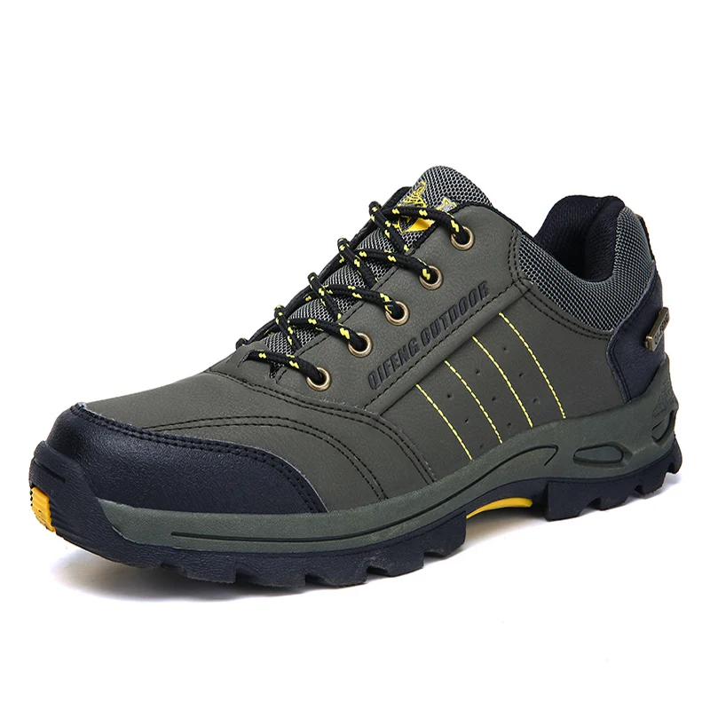 

Big Size 36-47 Wholesale Price Good Quality Pure Color PU Rubber Outdoor Boos Men Hiking Shoes