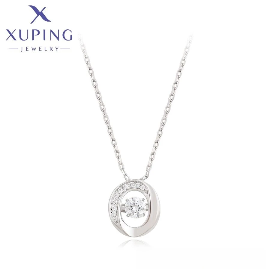 

necklace-00081 xuping jewelry Hot sale classic design necklace platinum plated gold color elegant simple crystal women pendant