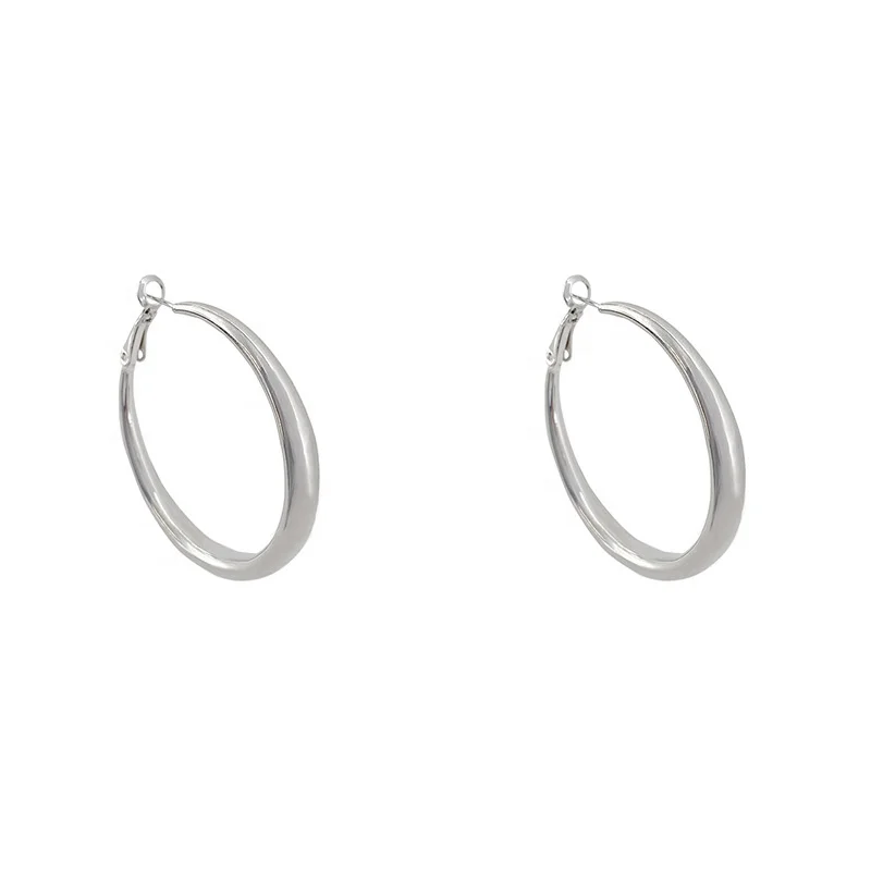 

High Quality Alloy Jewelry Big Statement Earring Women Chunky Hoop Earrings, White