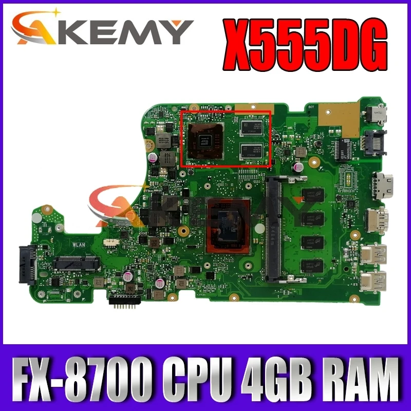 

Akemy For Asus X555YI X555D A555D X555Y X555DG notebook mainboard with FX-8700 CPU 4GB RAM X555DG laptop motherboard tested OK