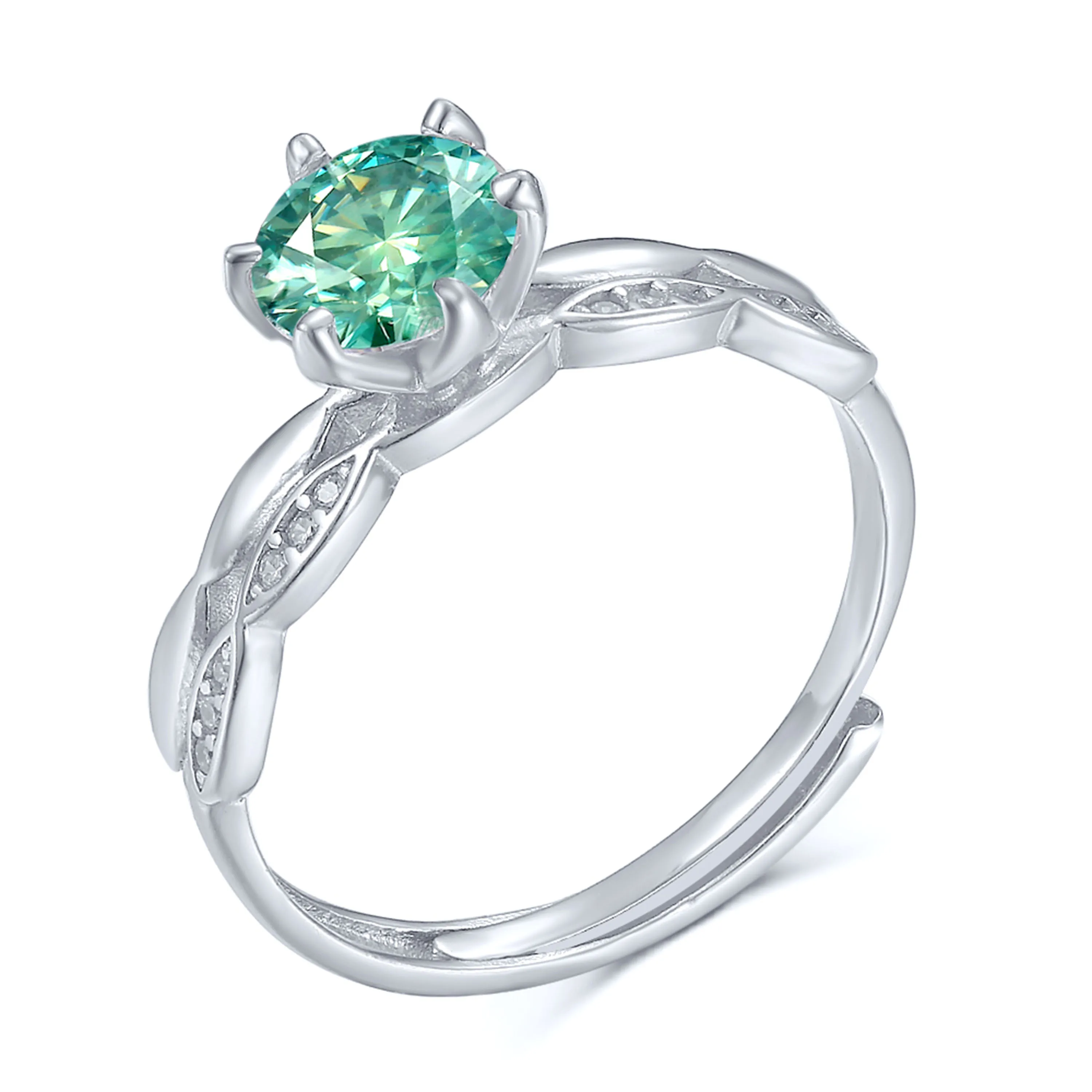 

925 sterling silver delicate Green diamond rings women girls moissanite diamond wedding engagement rings