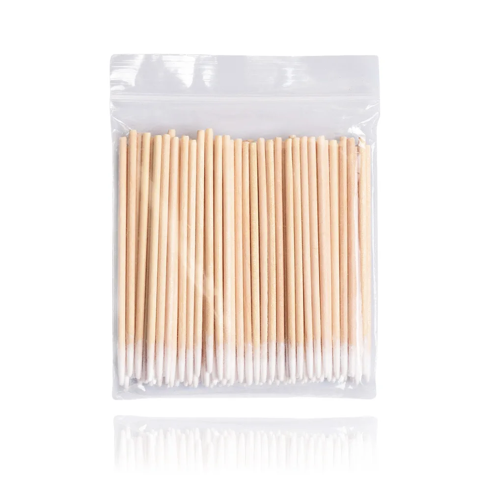 

100pcs/Bag Permanent Makeup Wooden Cotton Swab Eyelash Micro Brush Applicator