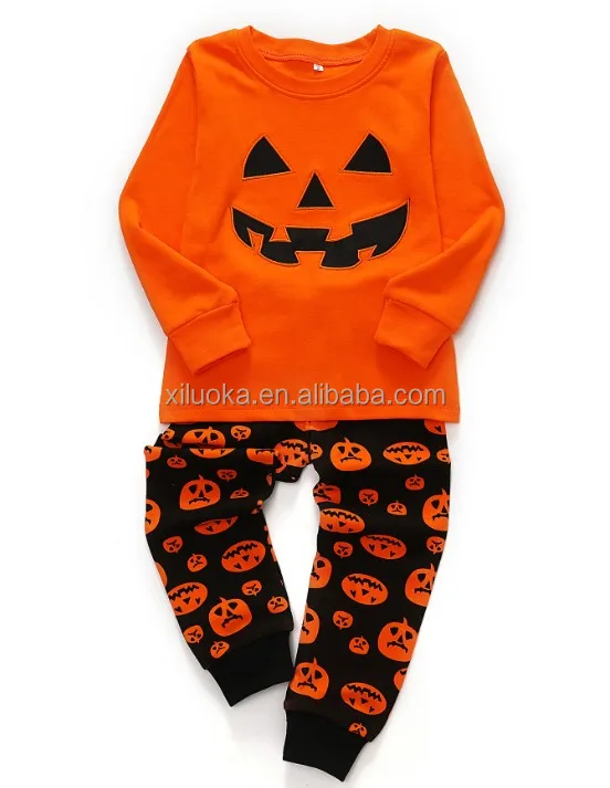 

Festive Pumpkin Halloween Children's Suit Hot Two-piece Long-sleeved Home Clothes For Boys And Girls, Picture