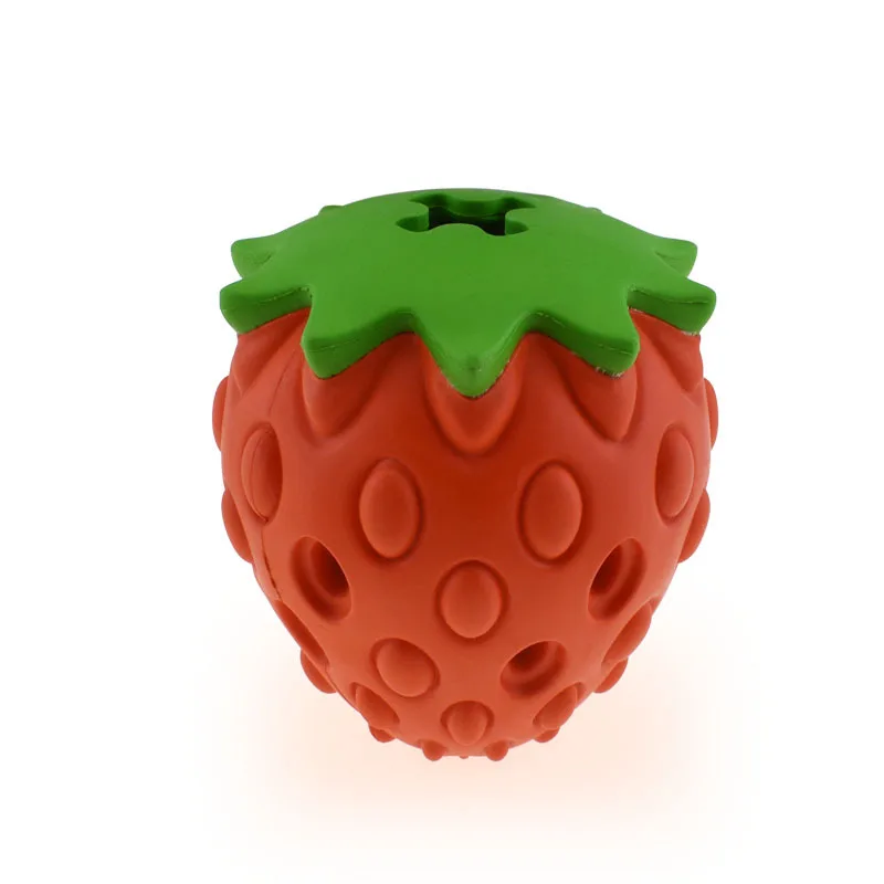

Natural Rubber Chew Bite Resistant Pet Toy new design Strawberry leaky toys Nontoxic product, Red