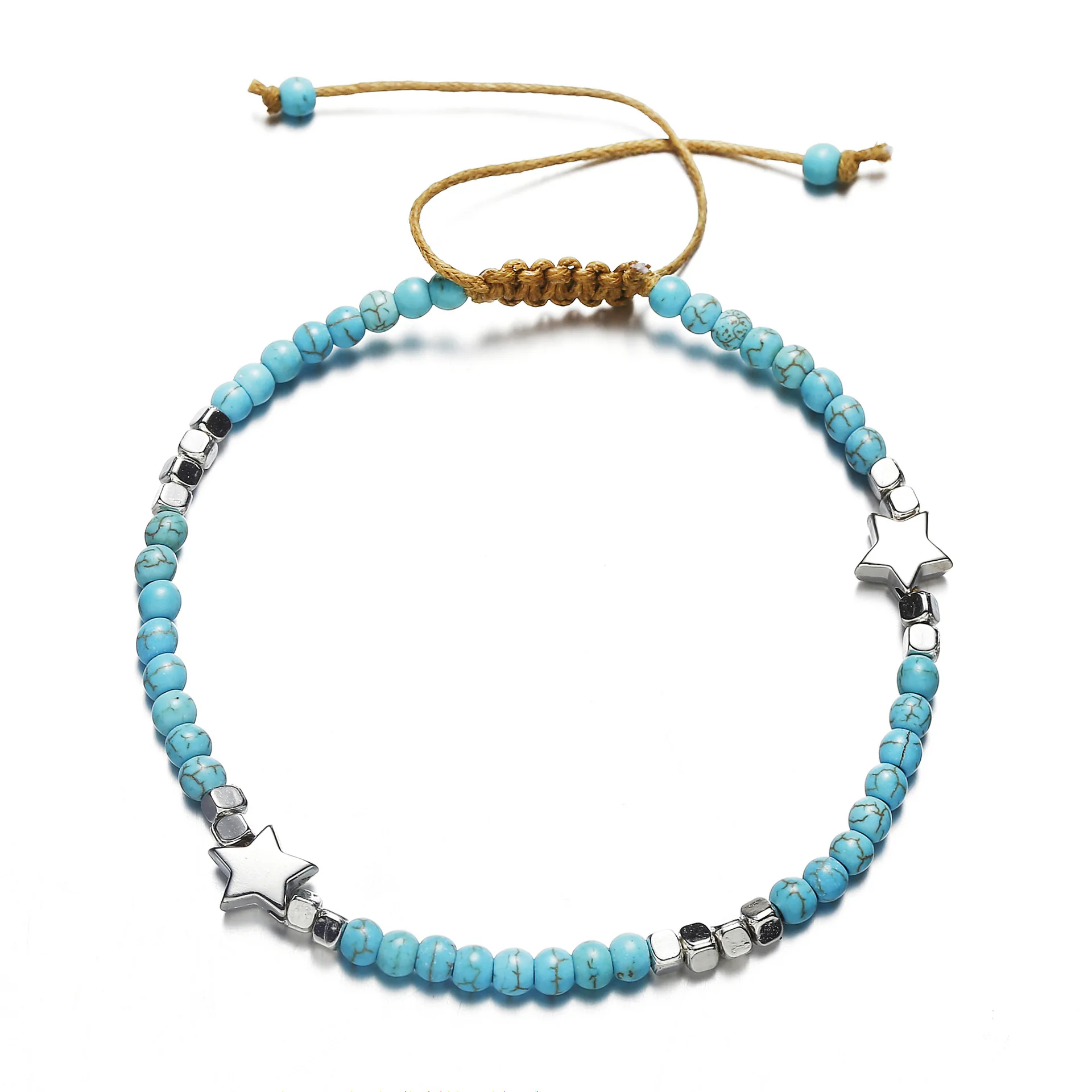 

2020 Trendy Colored Resin Beads Adjustable Bracelet Anklets for Men and Women, Blue
