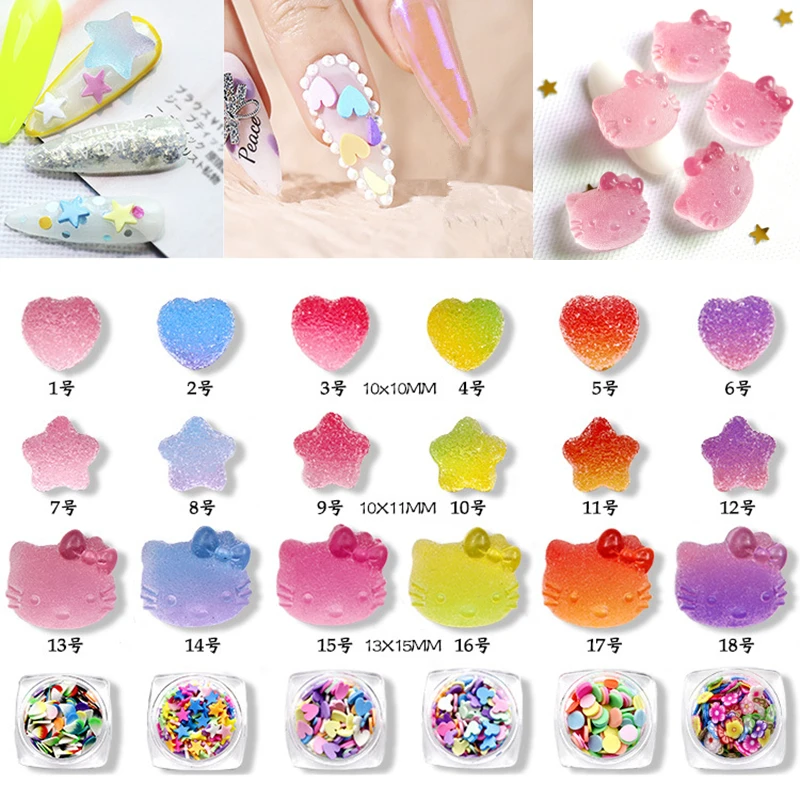 

Silicone Soft Sweets Design 3D Nail Art Decorations Heart Stars Cat Candy Japanese Style Jewelry Manicure Accessories