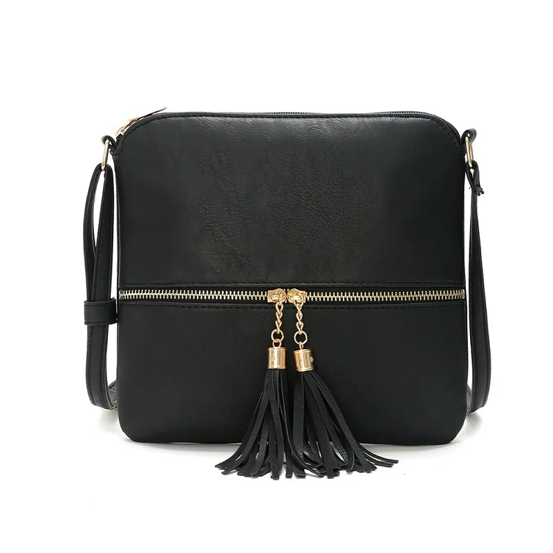 

Fashion Front Tassel Pockets Cross-Body one- shoulder Women Bag