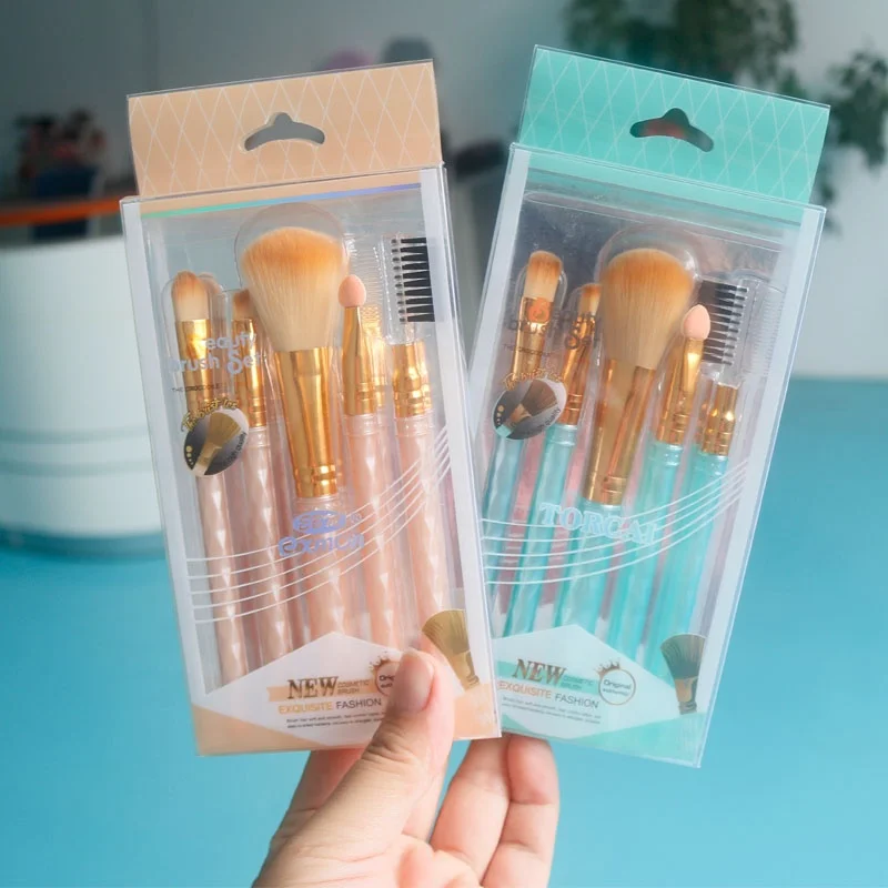 

5PCS Makeup Brush Foundation Eyeshadow Powder Brushes With PVC Bag Set, Customized color