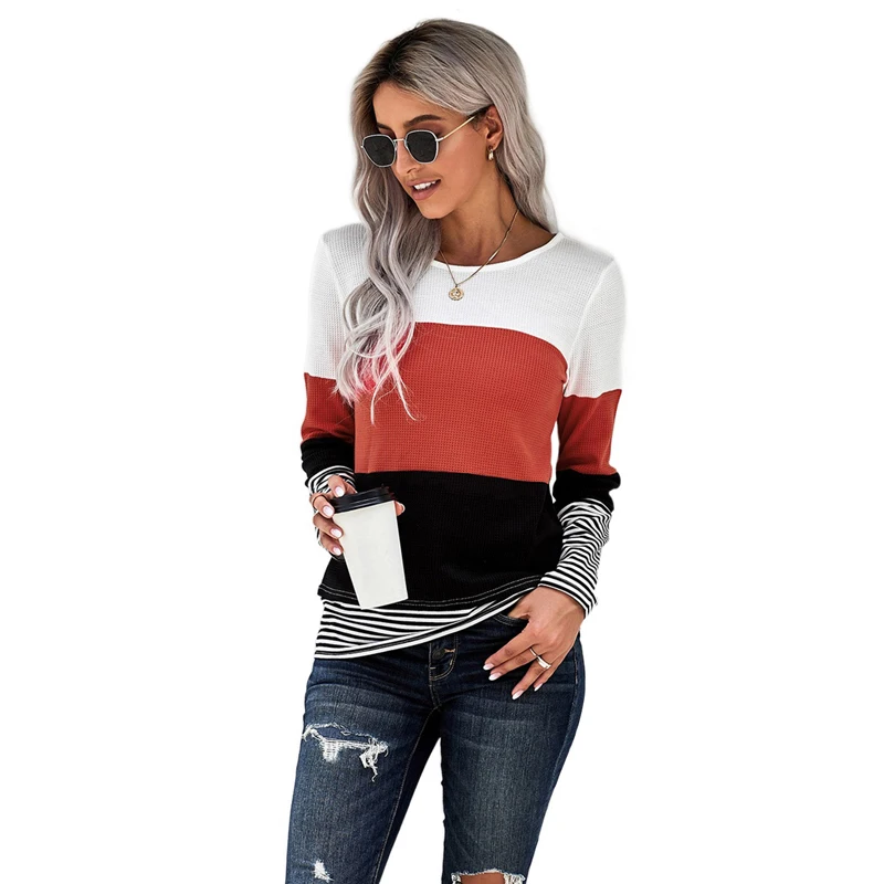 

Custom thin Fit woMen Pullover autumn spring tops Cotton blended woMen T-shirts