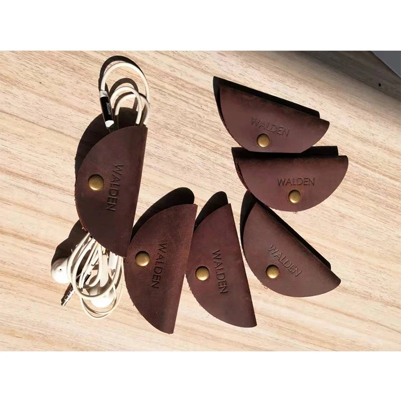 

half circle light brown crazy horse leather cable cord, Black ,brown ,or other colors