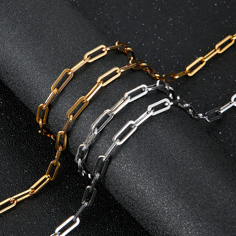 

Men's simple popular chain weaving versatile square loop chain bracelet + Necklace stainless steel two-piece set