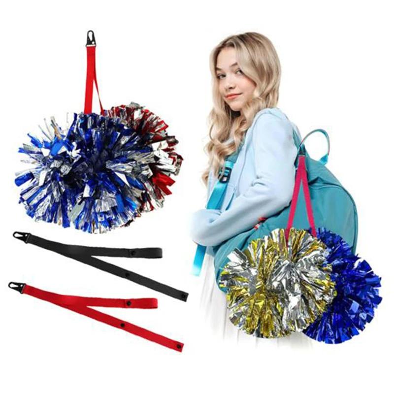Adjustable Nylon Pom Poms Holder Strap for Cheerleading Cheer Bow Holder for Backpack Cheer Accessories (No Poms Included)