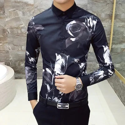 

Hot sale long sleeve mardi gras polyester casual shirt for men