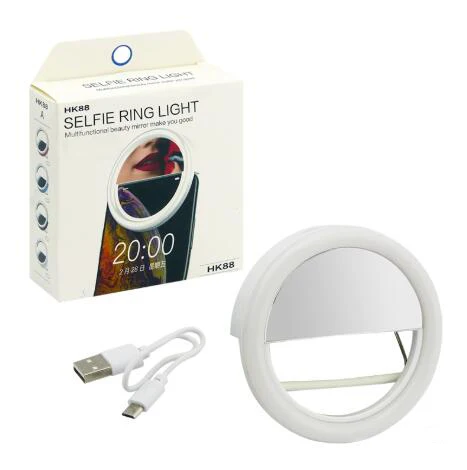 

USB rechargeable LED selfie Ring Light with phone holder and make up mirror for mobile phone Camera Photography, Black,white,pink