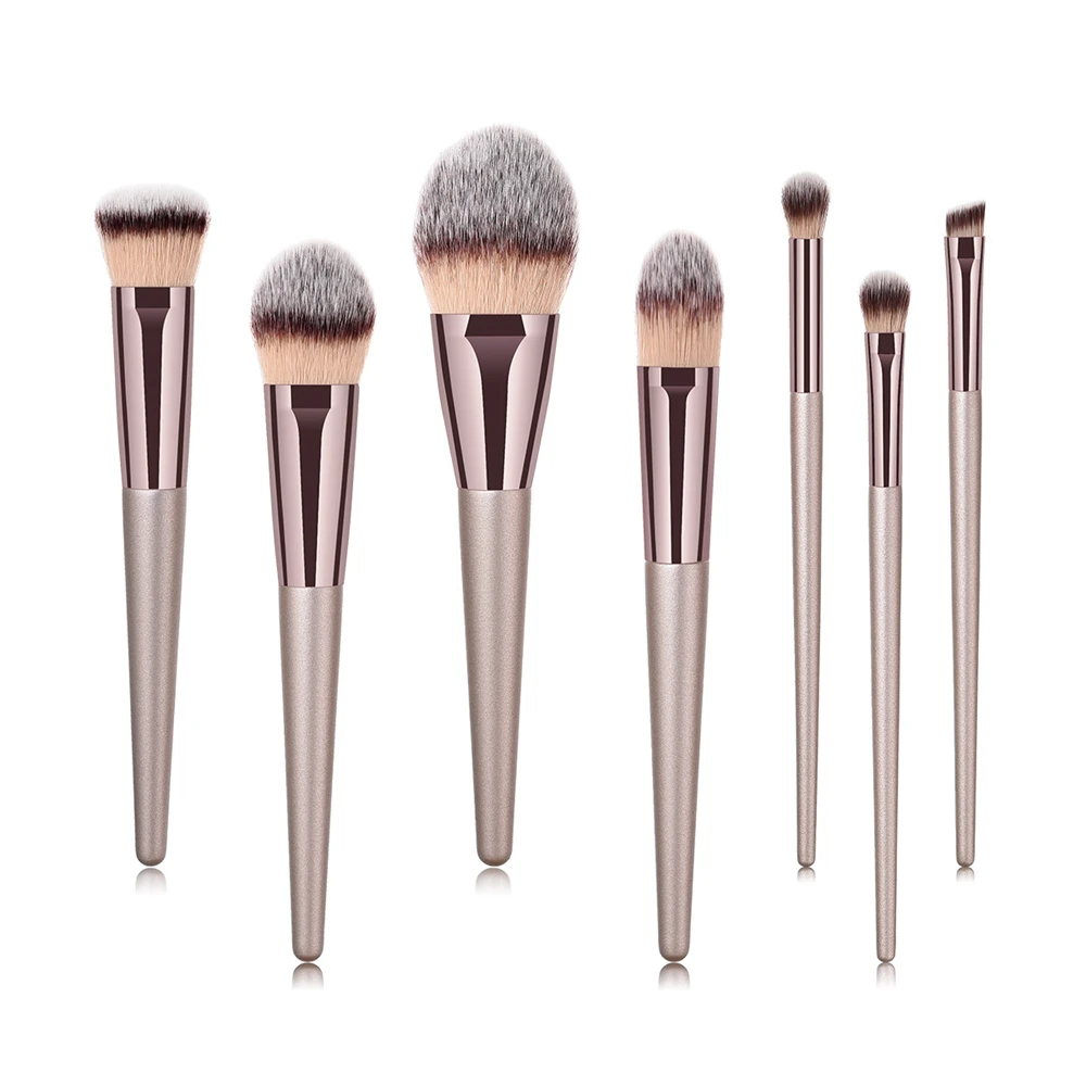 

Purple Silver Luxury 7 Pieces Make Up Brushes Natural Pony Goat Hair Professional Makeup Brushes Set Accept Private Label