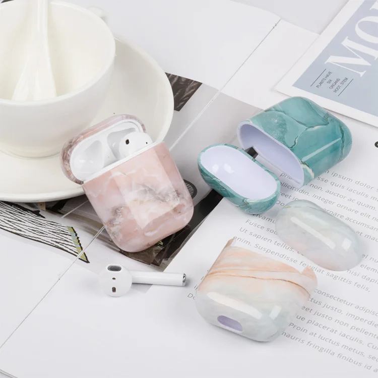 

Custom design IMD marble waterproof for airpods case cover Glossy Earphone Case Women gen 2, Multi colors