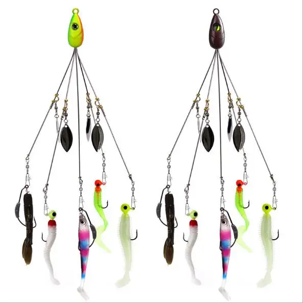 

Umbrella Fishing Lure Rig 5 Arms Alabama Rig Head Swimming Bait Fishing Group Lure Snap Swivel Fishing Tackle OOTDTY Features, See picture