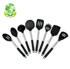Image of 2018 Hot selling Factory direct selling silicone kitchenware 8 piece stainless steel handle kitchen utensil