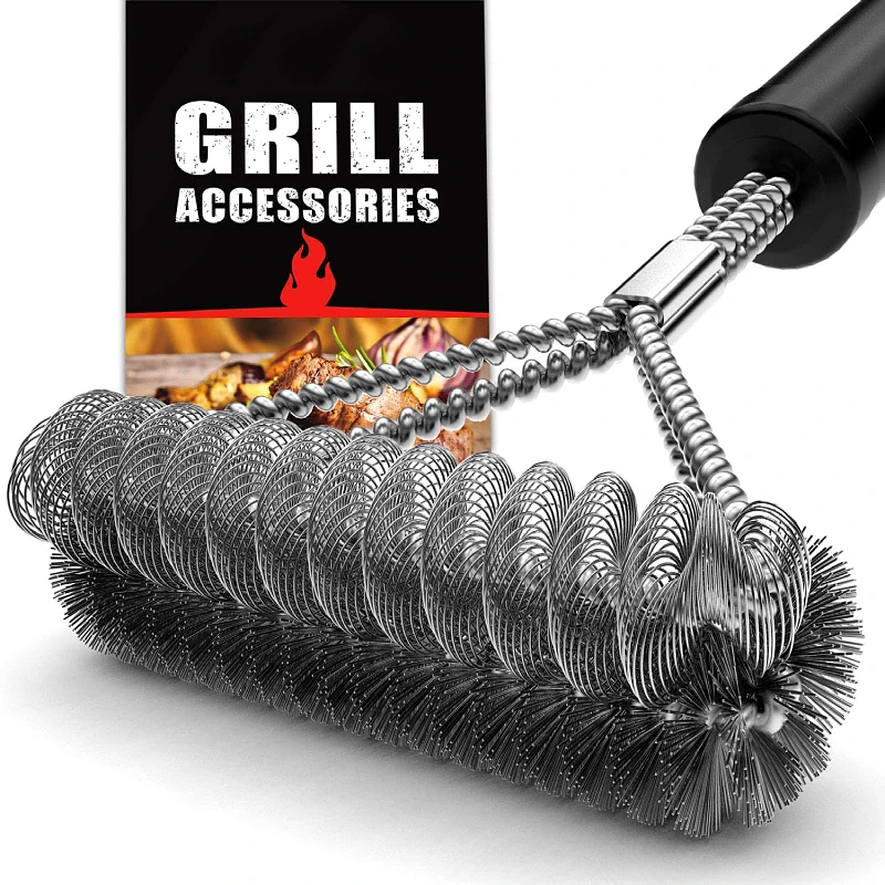

Best Barbecue Brush and Scraper for Cleaning Porcelain and Grill Grates Stainless Steel BBQ Cleaning Brush Grill Cleaner, Silver