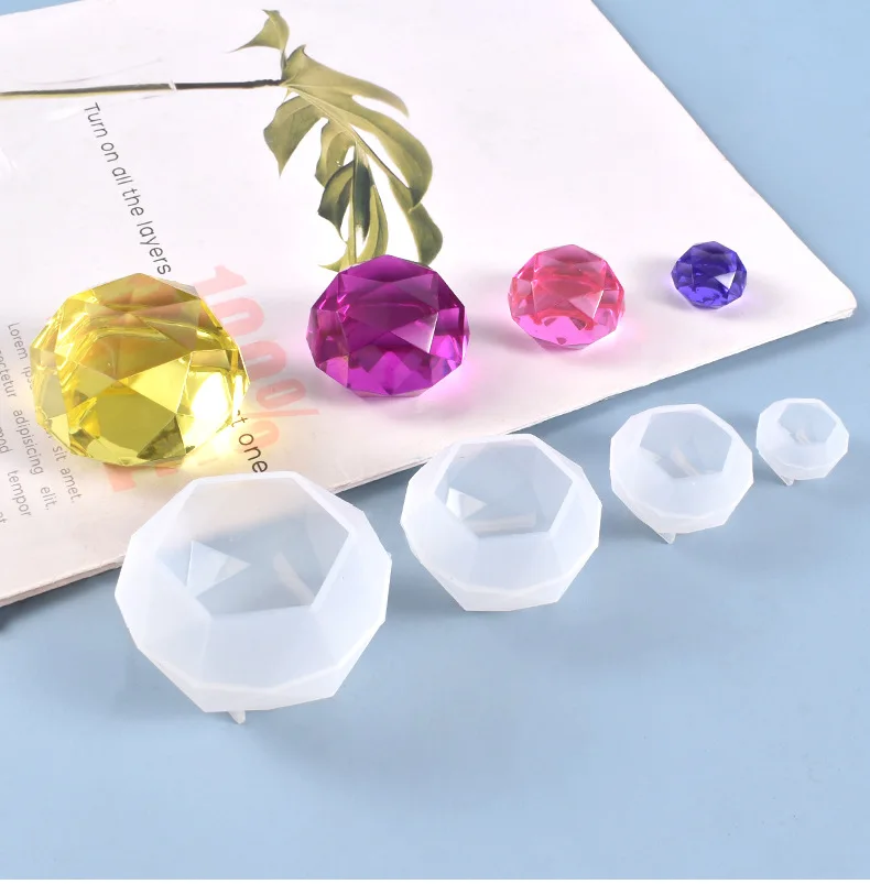 

0789 DIY Crystal Epoxy High Shiny Silicone Faceted Diamond Pendulum Jewelry Resin Mould, Transparent