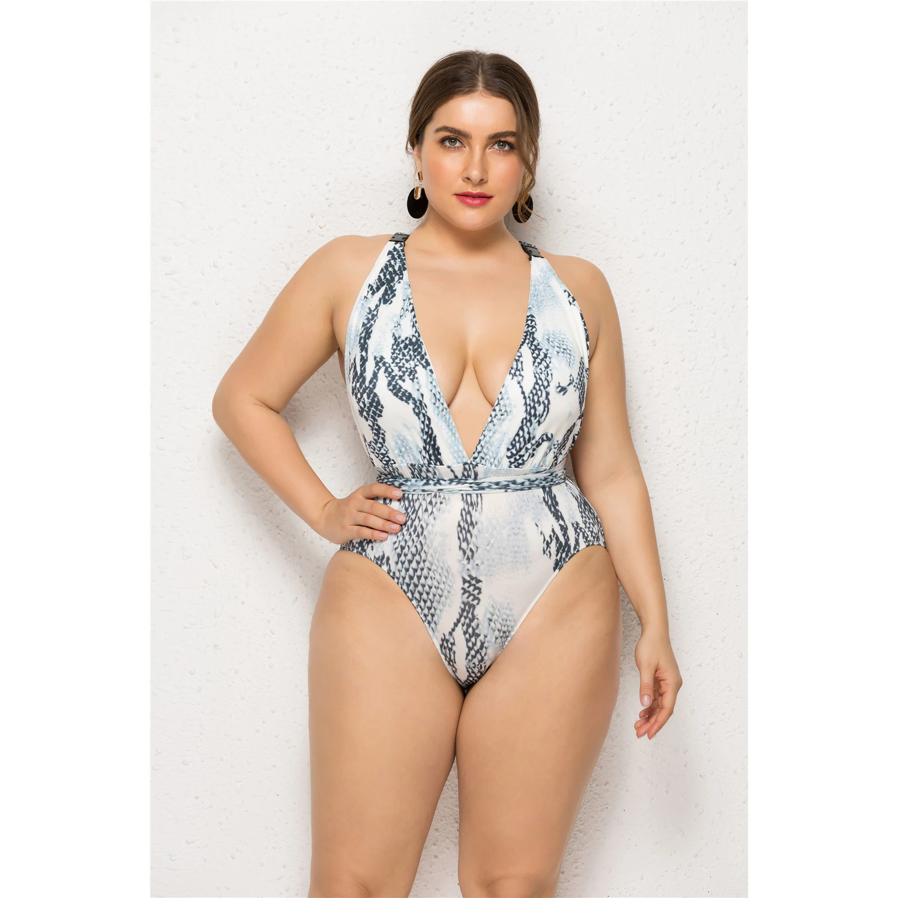 

OEM Maillot De Bain Leopard Snake Swimsuit One Piece Woman's Swimsuit Swimming Costumes For Ladies Plus Size Swimwear 2021