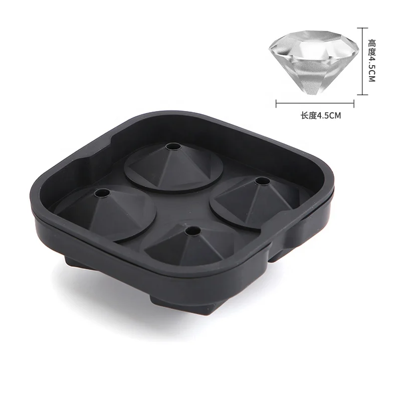 

FREE SAMPLE NON SMELL PURE SILICONE 3D diamond-shape silicone ice cube maker mould