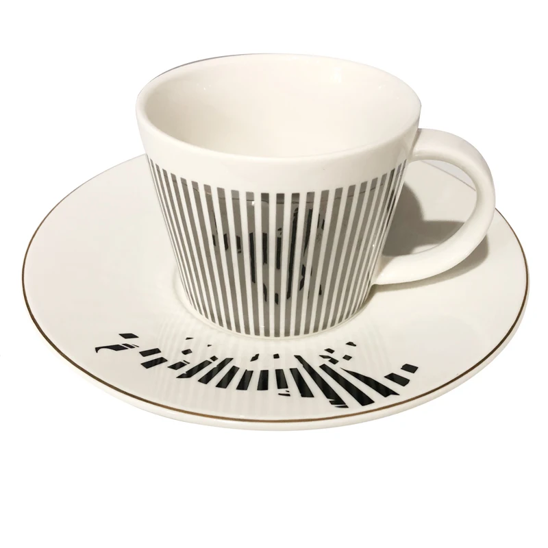 

Personalised special creative reflective plating mirror porcelain tea latte coffee cup and saucer sets, Customized color