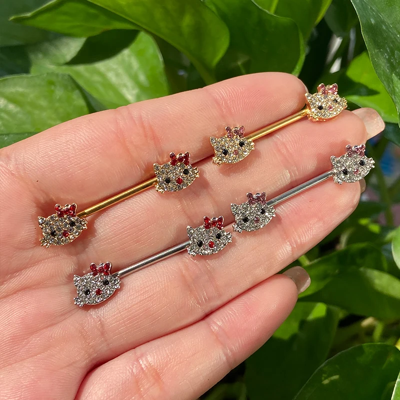 

Gaby new design nipple rings silver plated BUTTERFLY CAT nipple piercing stainless steel wholesale piercing body jewelry, Colorful