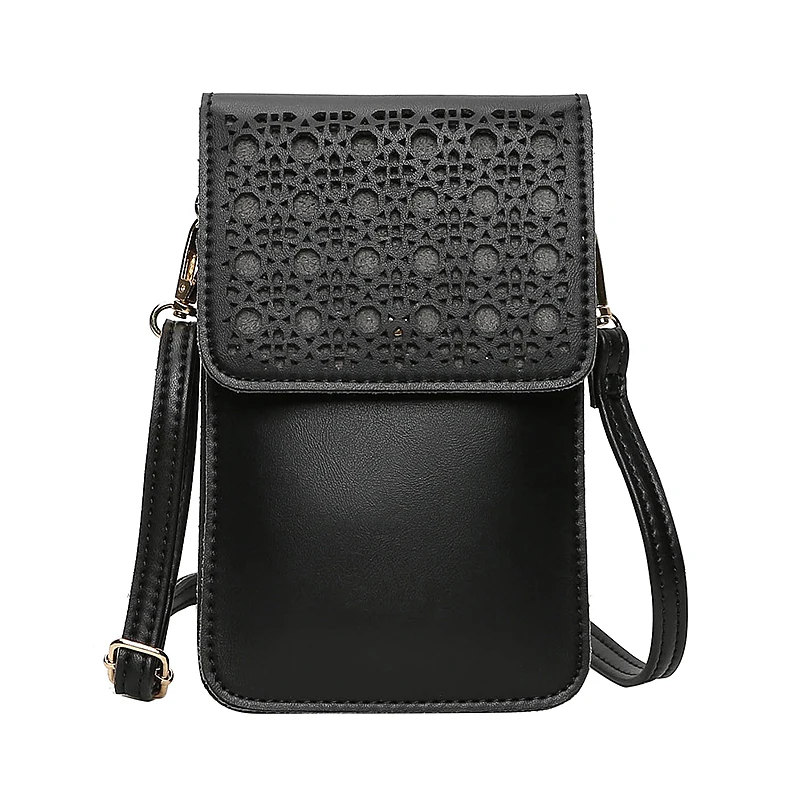 

PU Leather Card Holder Wallet with touch mobile phone bag for Women Crossbody Case Fashion Gift OEM, Black,pale blue,white,pink