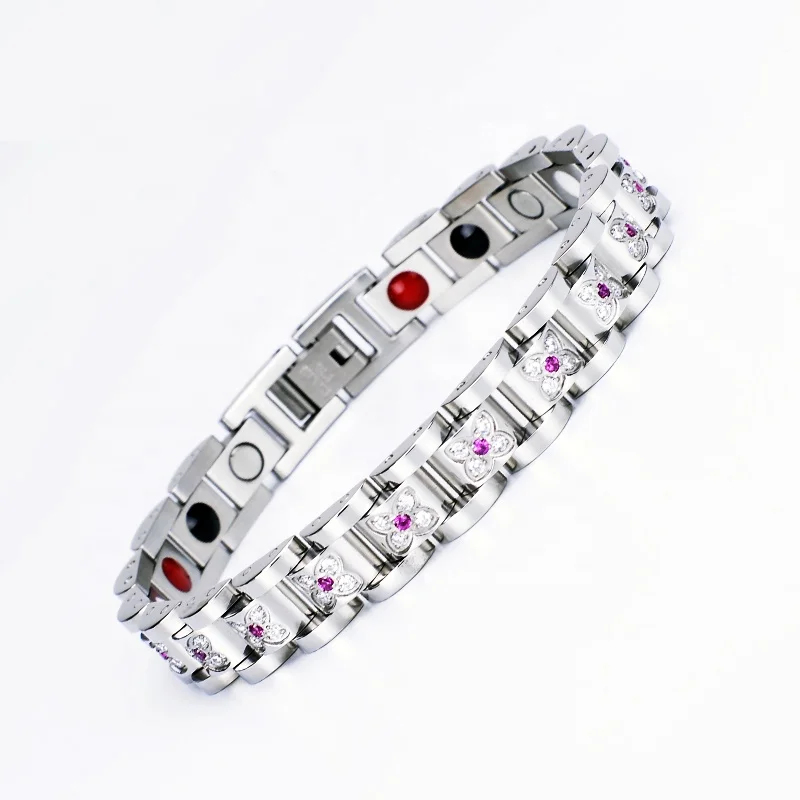 

Girls Fancy Chain Jewelry Magnetic Stainless Steel Bracelet, Silver