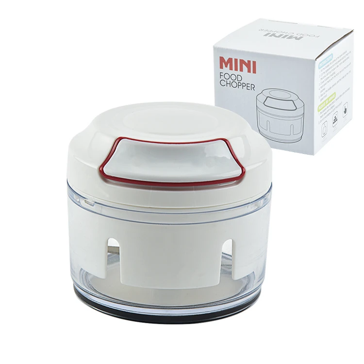 

Manual hand pulling vegetable chopper shredder mini ginger chili nut garlic chopper, White