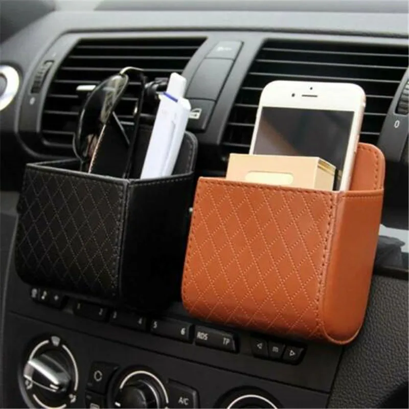 

Free Shipping Car Net Pocket Auto Vent Outlet Trash Box Car Styling Phone Holder Storage Bag Organizer Automobile Hanging Box