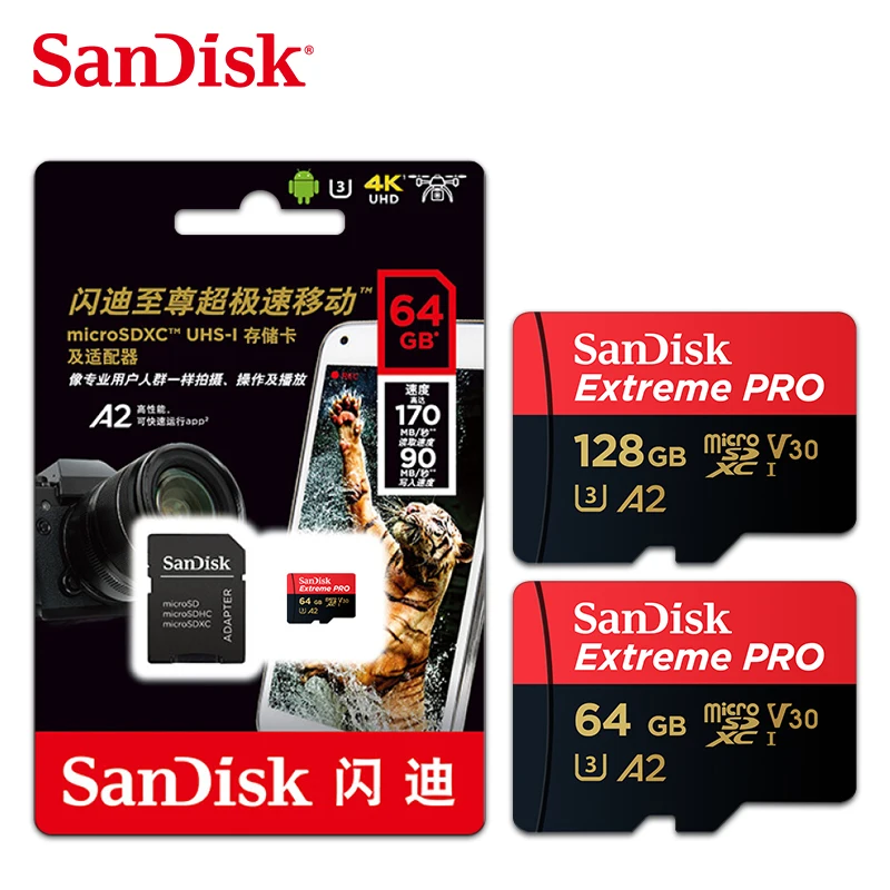 

Wholesale SanDisk A2 Extreme PRO micro sd Card 1TB 512GB 256GB 128GB 64gb U3 Flash TF/SD card for 4K HD