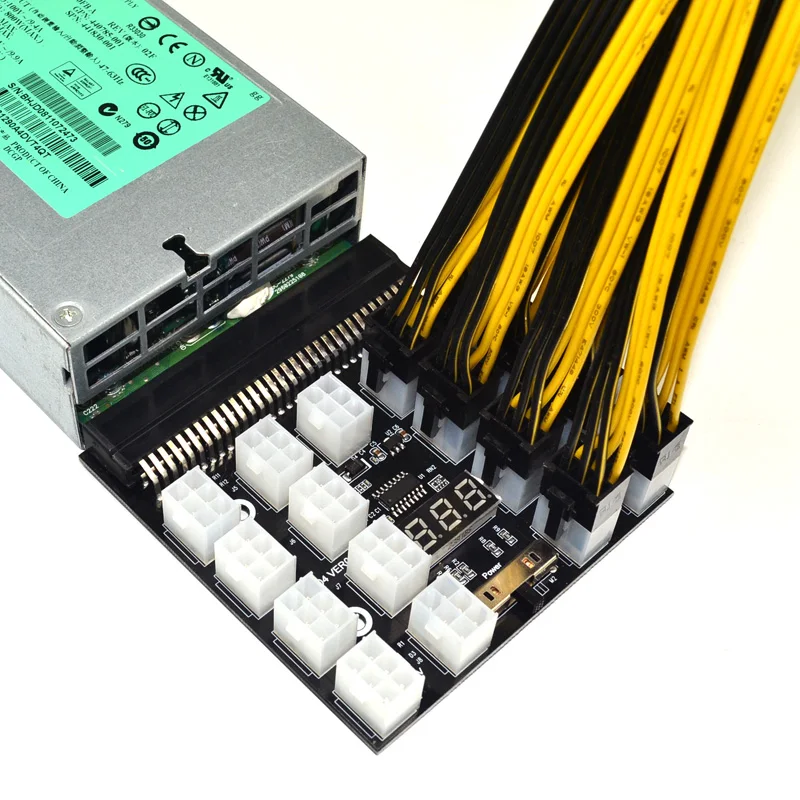 

17 Ports PCI-E 6Pin Connector 12V PSU Server Breakout Board for HP 1200W/1000W/750W GPU Power Supply Kit
