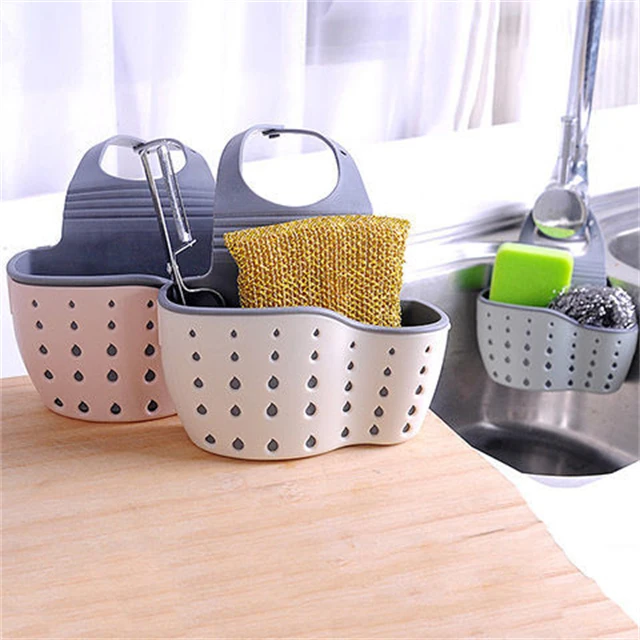 

J768 Kitchen Suspensible Plastic Sink Shelf Organizer Drain Rack Soap Sponge Holder Drying Rack Storage Basket Sink Shelf