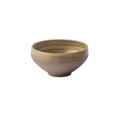 

factory direct sell MOQ 1 pc color brown ceramic fine pottery tableware rice bowl