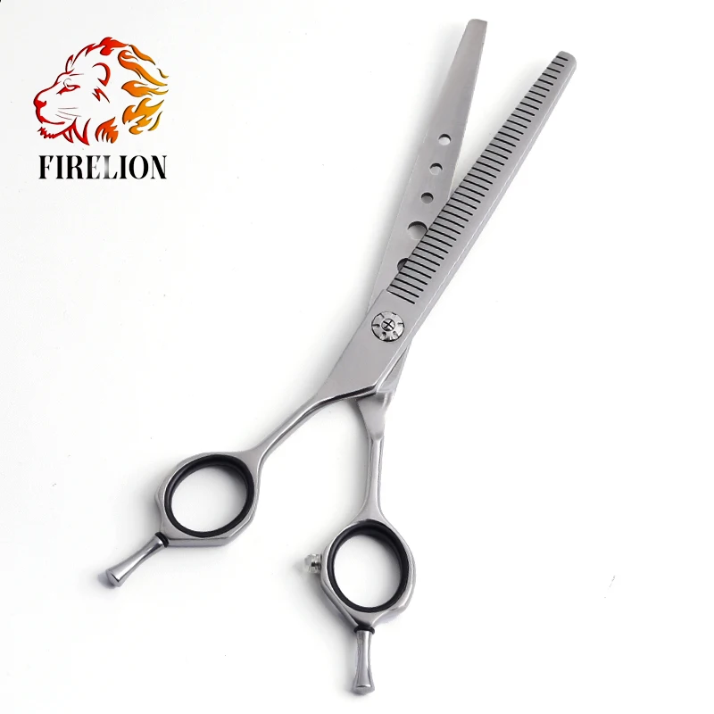 

2022 New Firelion  50% Thinning Rate Pet Thinning Scissors Professional Left Hand Dog Grooming Scissors, Matt silver