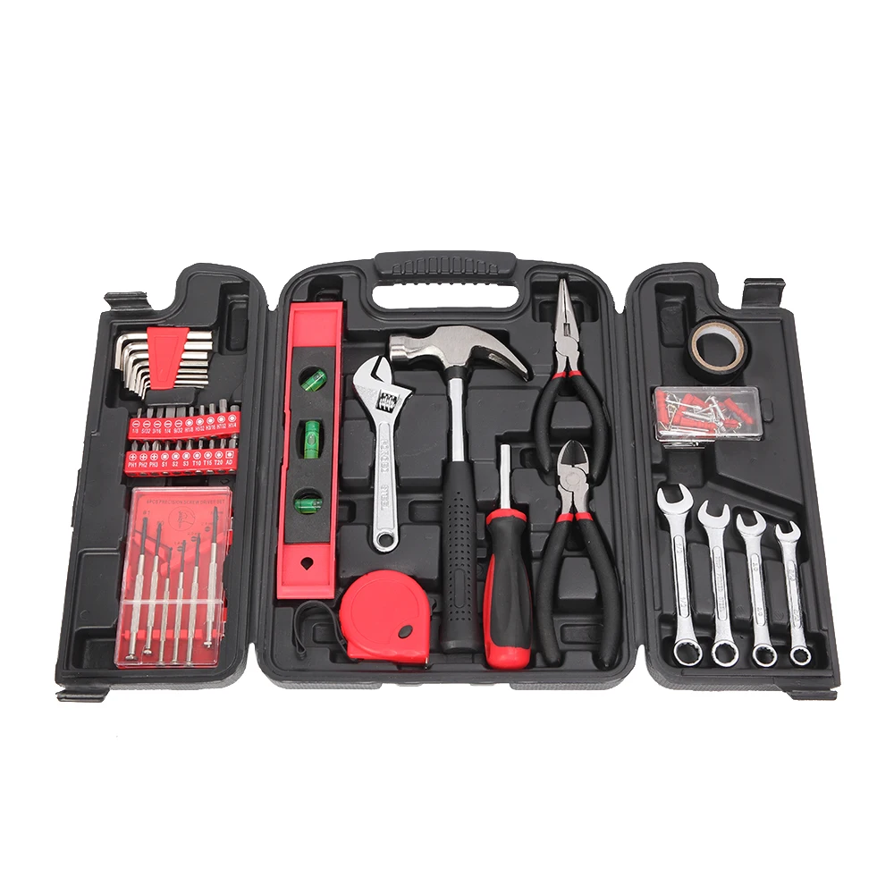 

Meet all kinds of repair demands136-piece red tool set Ideal tool set for home, Red / black