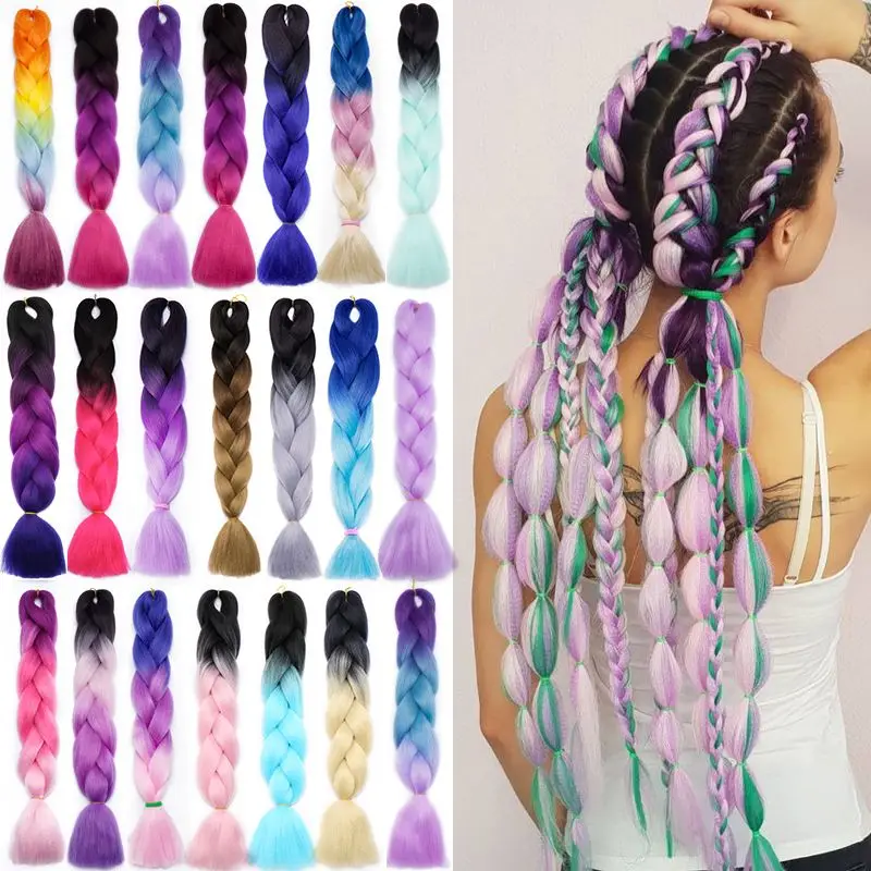 

Wholesale synthetic hair extension high quality ombre braiding hair raw material jumbo braid synthetic braiding hair