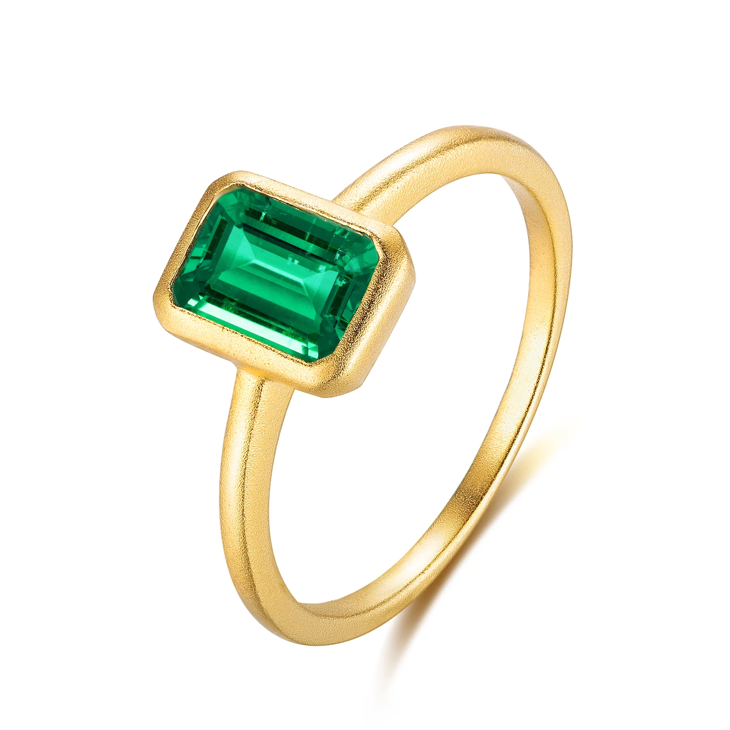 

925 Sterling Silver Dainty Ring Emerald Cut Engagement Promise Lab Created Emerald Ring, Green